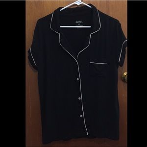 2 Piece Small Black button up sleep top & shorts
